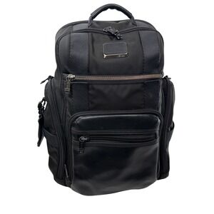 Tumi Alpha Bravo Backpack Black Nylon Leather Trim Business Travel Laptop Bag